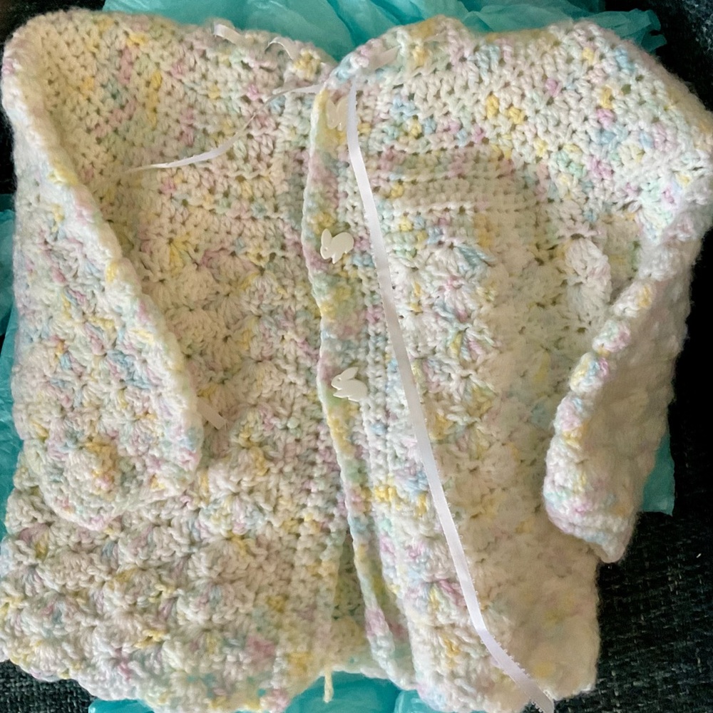 Cozy Multicolor Knit Baby Cardigan with Hood